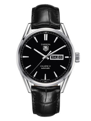 Buy Shop Tag Heuer Carrera Automatic 41mm Black Dial Black Leather Strap Watch for Men - WAR201A.FC6266 USA Online