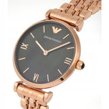 Buy Shop Emporio Armani Gianni T-Bar Black Dial Rose Gold Strap Watch For Women - AR11145 USA Online
