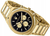 Buy Shop Maserati Stile 45mm Chronograph Black Dial Gold Steel Strap Watch For Men - R8873642001 USA Online
