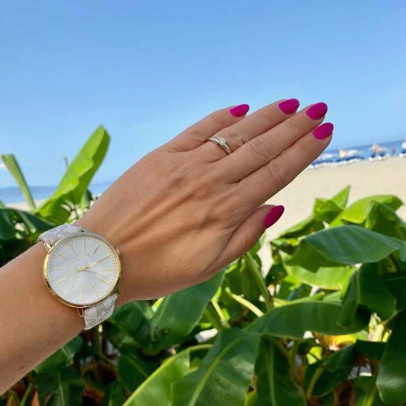 Buy Shop Michael Kors Pyper Quartz Silver Dial White Leather Strap Watch For Women - MK2858 USA Online