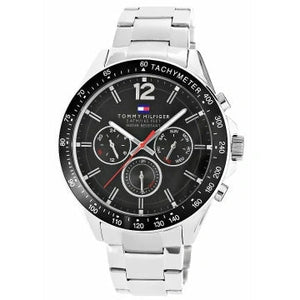 Buy Shop Tommy Hilfiger Luke Chronograph Black Dial Silver Steel Strap Watch for Men - 1791104 USA Online