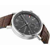 Tommy Hilfiger Daniel Grey Dial Brown Leather Strap Watch for Men - 1710416