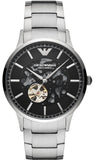 Buy Shop Emporio Armani Meccanico Automatic Black Dial Silver Steel Strap Watch For Men - AR60055 USA Online