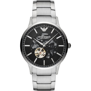 Buy Shop Emporio Armani Meccanico Automatic Black Dial Silver Steel Strap Watch For Men - AR60055 USA Online