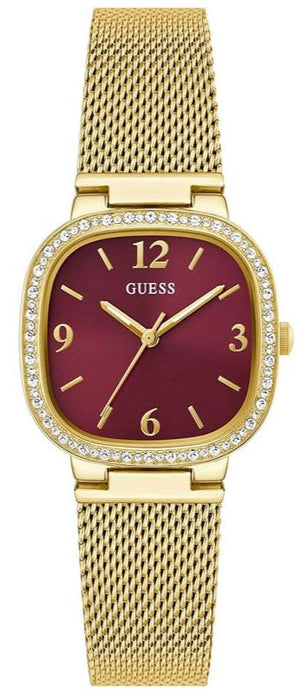 Buy Shop Guess Quartz Red Dial Gold Mesh Strap Watch For Women - GW0354L4 USA Online