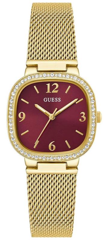 Buy Shop Guess Quartz Red Dial Gold Mesh Strap Watch For Women - GW0354L4 USA Online