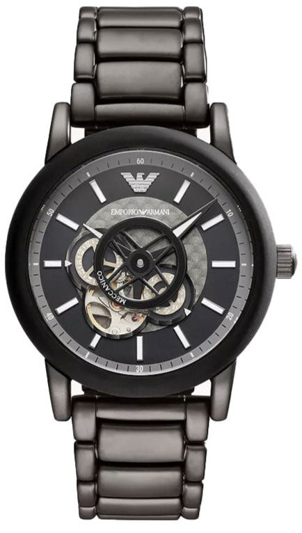 Buy Shop Emporio Armani Meccanico Automatic Black Dial Black Steel Strap Watch For Men - AR60010 USA Online