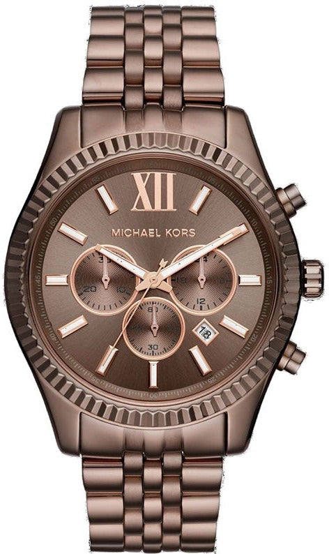 Buy Shop Michael Kors Lexington Chronograph Brown Dial Brown Steel Strap Watch For Men - MK8522 USA Online
