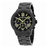 Michael Kors Brecken Chronograph Black Dial Black Steel Strap Watch for Women - MK6302