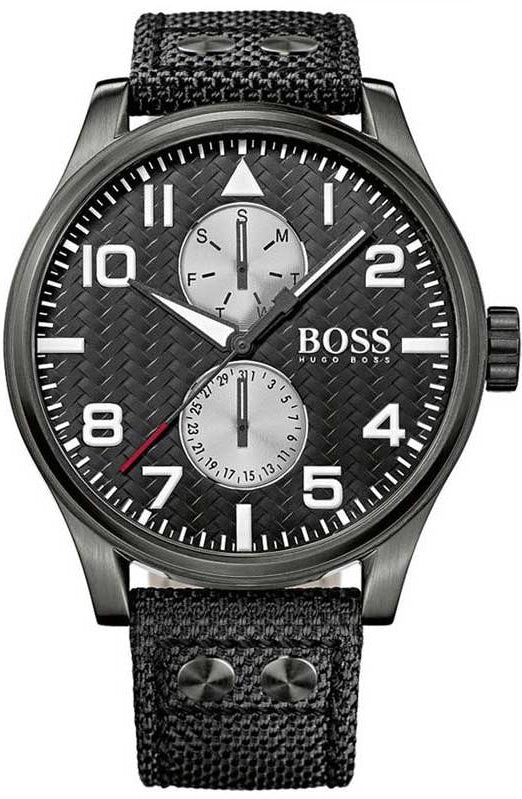 Buy Shop Hugo Boss Aeroliner Maxx Quartz Black Dial Black Nylon Strap Watch For Men - HB1513086 USA Online