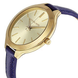 Buy Shop Michael Kors Runway Quartz Gold Dial Blue Leather Strap Watch For Women - MK2285 USA Online