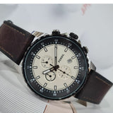 Buy Shop Fossil Dillinger Chronograph White Dial Brown Leather Strap Watch for Men - FS5674 USA Online