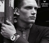 Buy Shop Emporio Armani Gianni White Dial Black Leather Strap Watch For Men - AR0385 USA Online