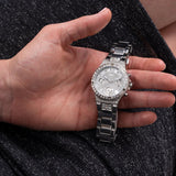 Buy Shop Guess Moonlight Multi Function Diamonds Silver Dial Silver Steel Strap Watch for Women - GW0320L1 USA Online