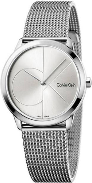 Buy Shop Calvin Klein Minimal Silver Dial Silver Mesh Bracelet Watch for Men - K3M2112Z USA Online