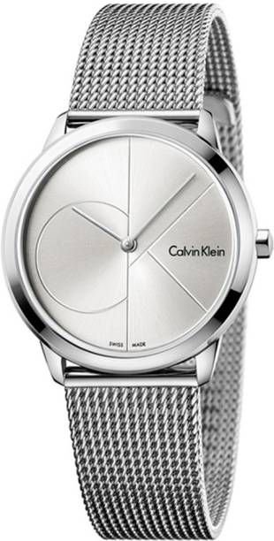 Buy Shop Calvin Klein Minimal Silver Dial Silver Mesh Bracelet Watch for Men - K3M2112Z USA Online