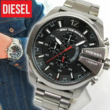 Buy Shop Diesel Mega Chief Chronograph Black Dial Silver Steel Strap Watch For Men - DZ4308 USA Online