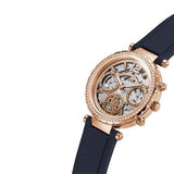 Buy Shop Guess Solistice Diamonds Roe Gold Dial Black Rubber Strap Watch for Women - GW0484L2 USA Online