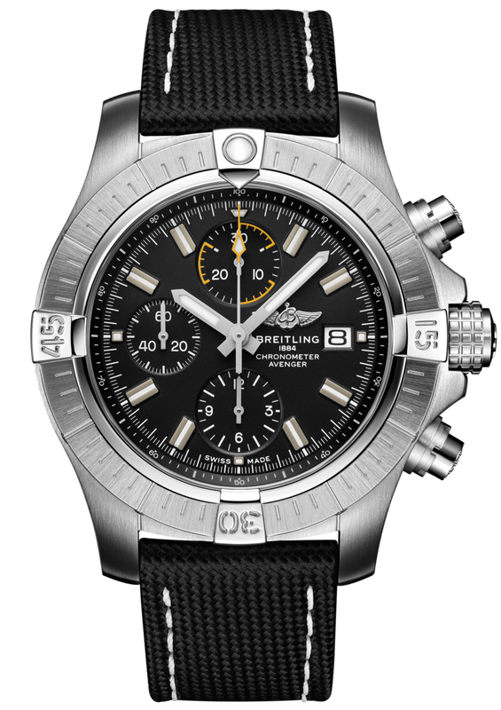 Buy Shop Breitling Avenger Chronograph 45mm Black Dial Black Leather Strap Watch for Men - A13317101B1X1 USA Online