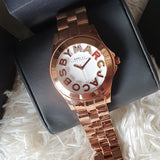 Buy Shop Marc Jacobs Rivera White Dial Rose Gold Steel Strap Watch for Women - MBM3138 USA Online