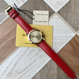 Buy Shop Burberry The City Gold Dial Red Leather Strap Watch for Women - BU9140 USA Online