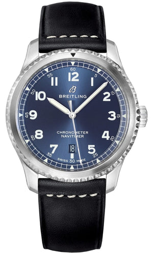 Buy Shop Breitling Navitimer 8 Automatic 41mm Blue Dial Black Leather Strap Mens Watch - A1731410 USA Online