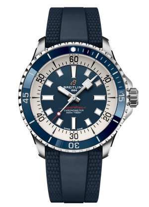 Breitling Superocean Automatic 42mm Blue Dial Blue Rubber Strap Watch for Men - A17375E71C1S1