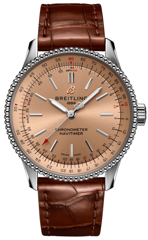 Buy Shop Breitling Navitimer Automatic 35 Brown Dial Brown Leather Strap Watch for Men - A17395201K1P1 USA Online