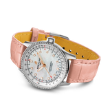 Buy Shop Breitling Navitimer Automatic 35 Mother of Pearl Dial Pink Leather Strap Watch for Women - A17395211A1P3 USA Online