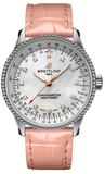 Buy Shop Breitling Navitimer Automatic 35 Mother of Pearl Dial Pink Leather Strap Watch for Women - A17395211A1P3 USA Online