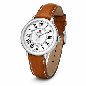 Buy Shop Michele Serein Silver Dial Brown Leather Strap Watch for Women - MWW21B000010 USA Online