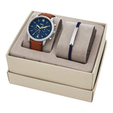 Buy Shop Fossil Neutra Chronograph Blue Dial Brown Leather Strap Watch for Men - FS5453 USA Online