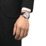 Buy Shop Tissot Gentleman Powermatic 80 Silicium Silver Dial Brown Leather Strap Watch For Men - T127.407.16.031.01 USA Online