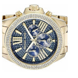 Michael Kors Wren Diamonds Blue Dial Gold Steel Strap Watch for Women - MK6291