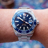 Buy Shop Tag Heuer Aquaracer Calibre 5 Blue Dial Silver Steel Strap Watch for Men - WAY211C.BA0928 USA Online