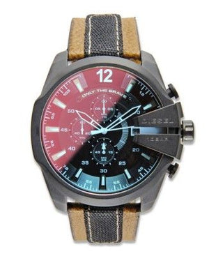 Buy Shop Diesel Mega Chief Quartz Black Dial Two Tone Leather Strap Watch For Men - DZ4305 USA Online