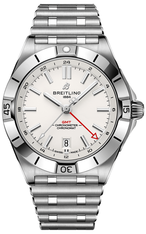 Buy Shop Breitling Chronomat GMT 40 White Dial Silver Steel Strap Watch for Men - A32398101A1A1 USA Online