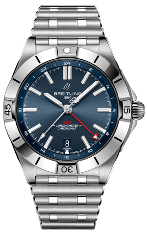 Buy Shop Breitling Chronomat GMT 40 Blue Dial Silver Steel Strap Watch for Men - A32398101C1A1 USA Online