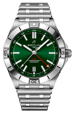 Buy Shop Breitling Chronomat GMT 40 Green Dial Silver Steel Strap Watch for Men - A32398101L1A1 USA Online