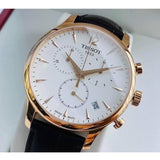 Tissot T Classic Tradition Chronograph White Dial Brown Leather Strap Watch For Men - T063.617.36.037.00