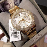Buy Shop Guess Dazzler Diamonds Silver Dial Gold Steel Strap Watch for Women - W0335L2 USA Online