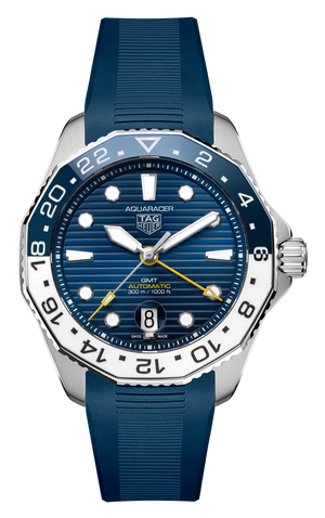 Buy Shop Tag Heuer Aquaracer Professional 300 GMT Automatic Blue Dial Blue Rubber Strap Watch for Men - WBP2010.FT6198 USA Online