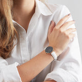 Buy Shop Daniel Wellington Classic Petite Bondi Black Dial White Leather Strap Watch For Women - DW00100285 USA Online