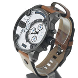 Buy Shop Diesel SBA Dual Time Chronograph White Dial Brown Leather Strap Watch For Men - DZ7269 USA Online