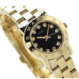 Buy Shop Marc Jacobs Amy Glitz Black Dial Gold Steel Strap Watch for Women - MBM3334 USA Online