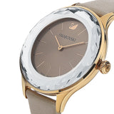 Swarovski Octea Nova Grey Dial Grey Leather Strap Watch for Women - 5295326