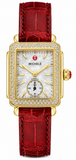 Buy Shop Michele Deco Gold Dial Red Leather Strap Watch For Women - MWW06V000017 USA Online