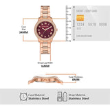 Michael Kors Tibby Multifunction Crystals Maroon Dial Rose Gold Steel Strap Watch for Women - MK4685