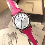 Buy Shop Burberry The City White Dial Haymarket Pink Leather Strap Watch for Women - BU9149 USA Online
