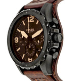 Buy Shop Fossil Nate Chronograph Brown Dial Brown Leather Strap Watch for Men - JR1511 USA Online